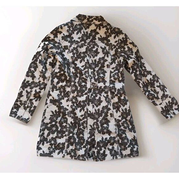 Eddie Bauer Women Size S Brown Floral Print Button Up Cotton Trench Jacket - Picture 5 of 11